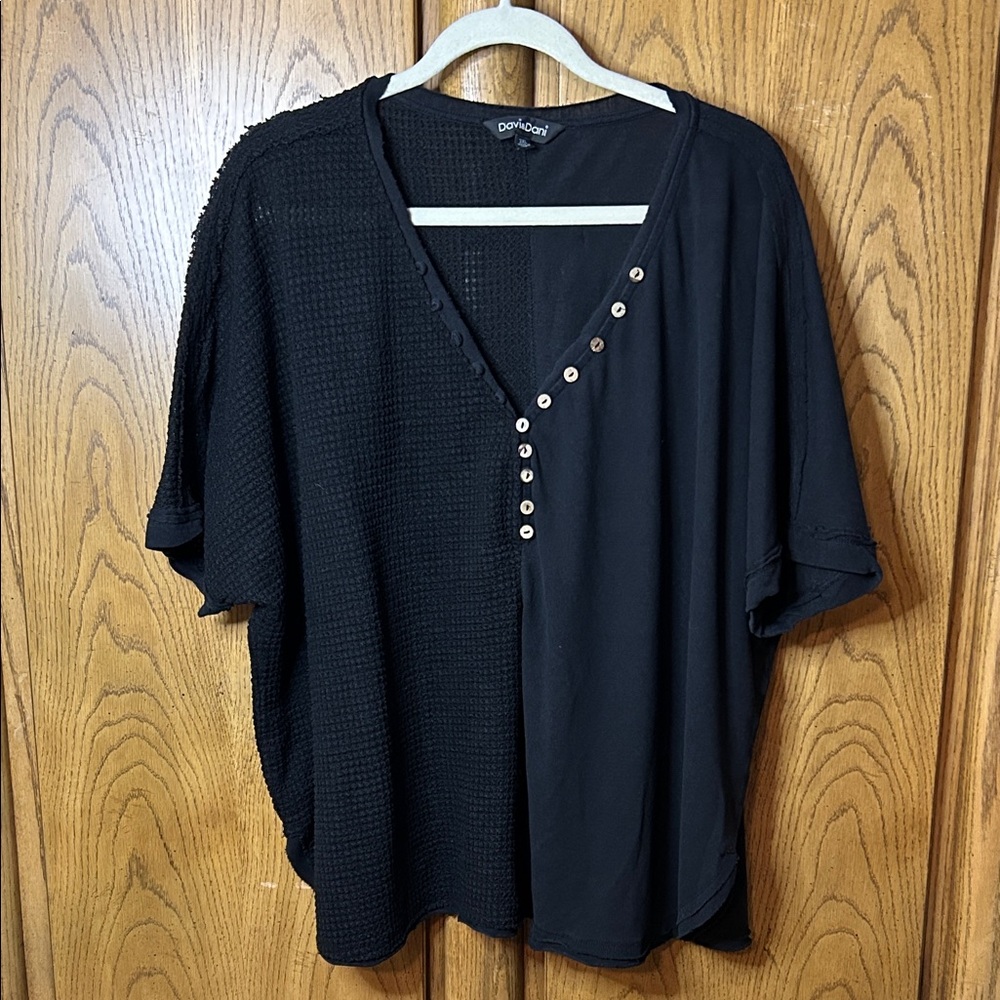 Davi & Dani Oversized Raw Hem Top